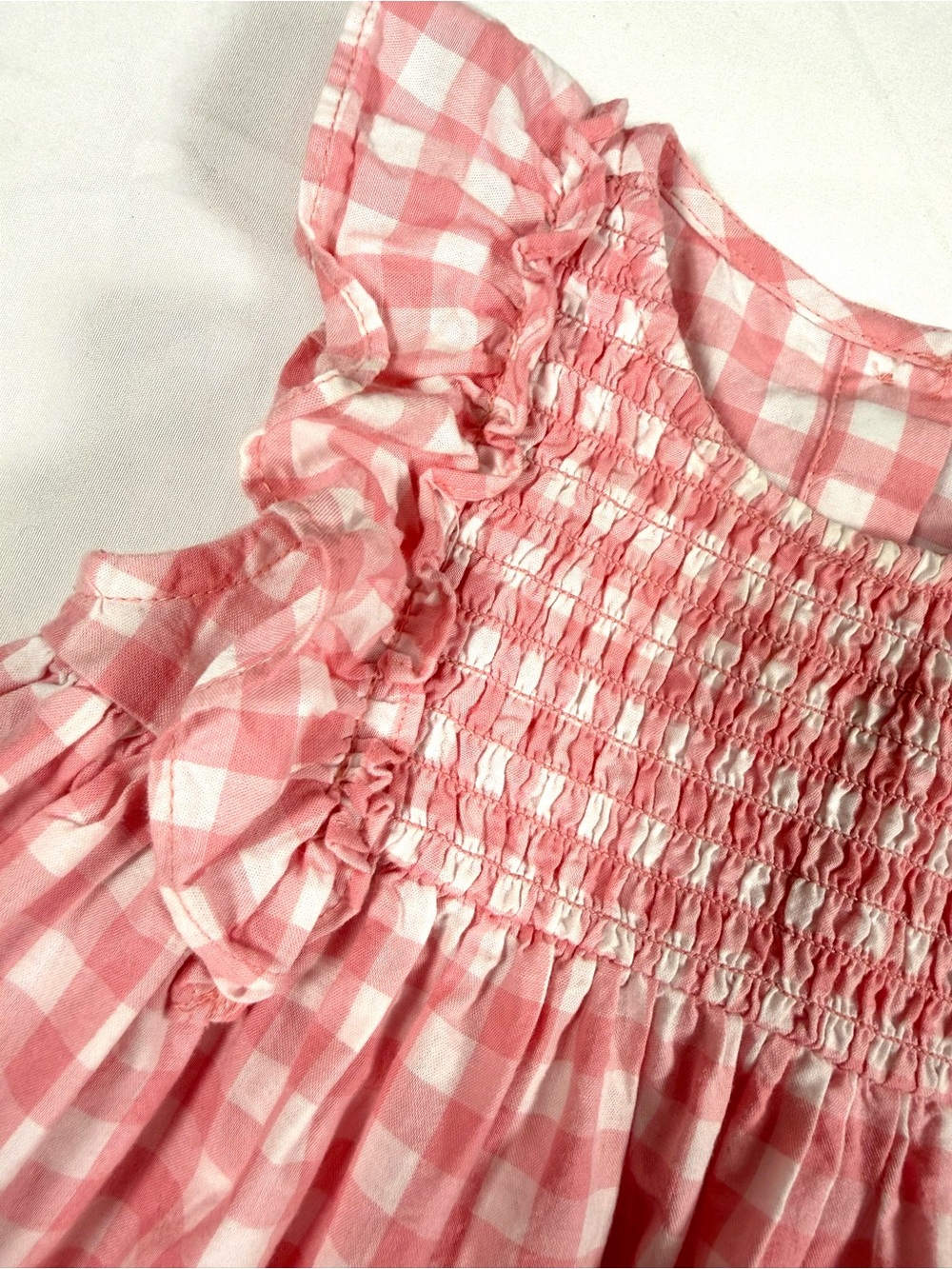 THE CHILDREN’S PLACE Girls Gingham Smocked Dress 6–9M Cottagecore Classic - Picture 3 of 9